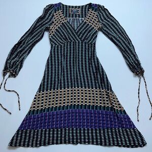 Anthropologie Maeve Long Sleeve A-Line Dress Womens Size 00 Zip Side Viscose